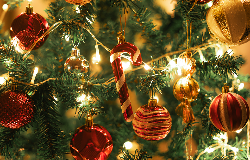 Christmas tree decorated with ornaments